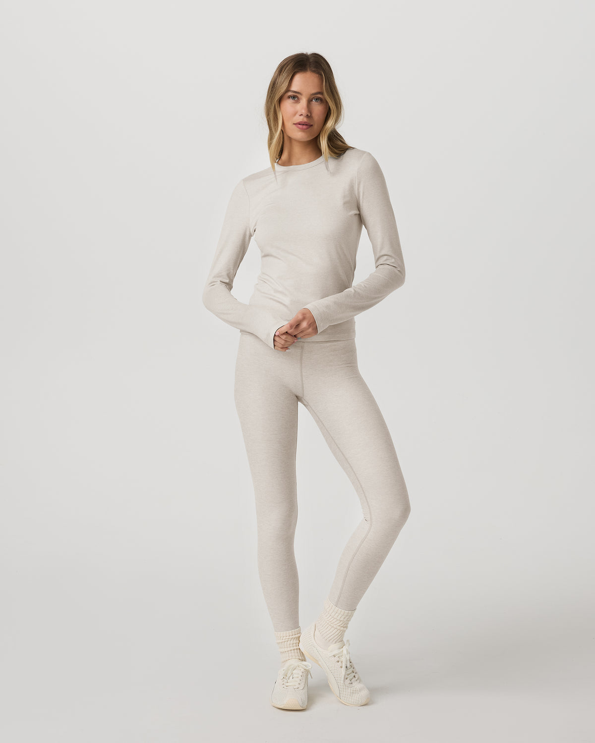 Long Sleeve Halo Essential Crew Tee Ecru Heather Shirt | Vuori onsale - US 1321