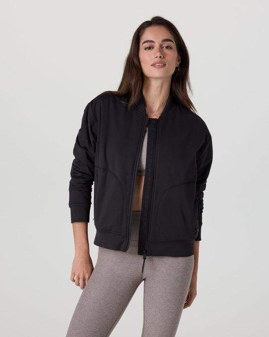 Halo Basin Bomber Women's Solid Black Jacket | Vuori onsale - US 6597