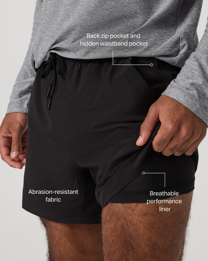 HardKore Short Lined 5" Men's Black Performance Shorts | Vuori outlet - US 4650