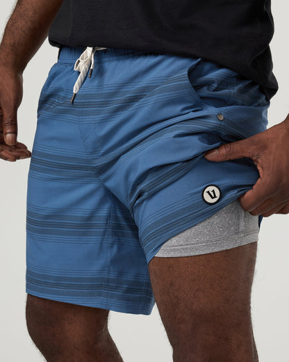 Kore Short Lined 7" Sea Gradient Stripe Athletic Shorts | Vuori discount - US 6734