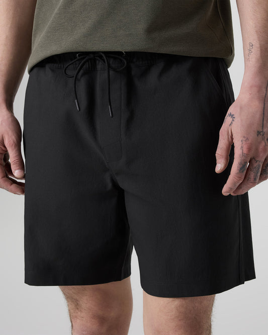 Cascade Crinkle Elastic Waist Short Classic Fit 8" Black | Vuori discount - US 8348
