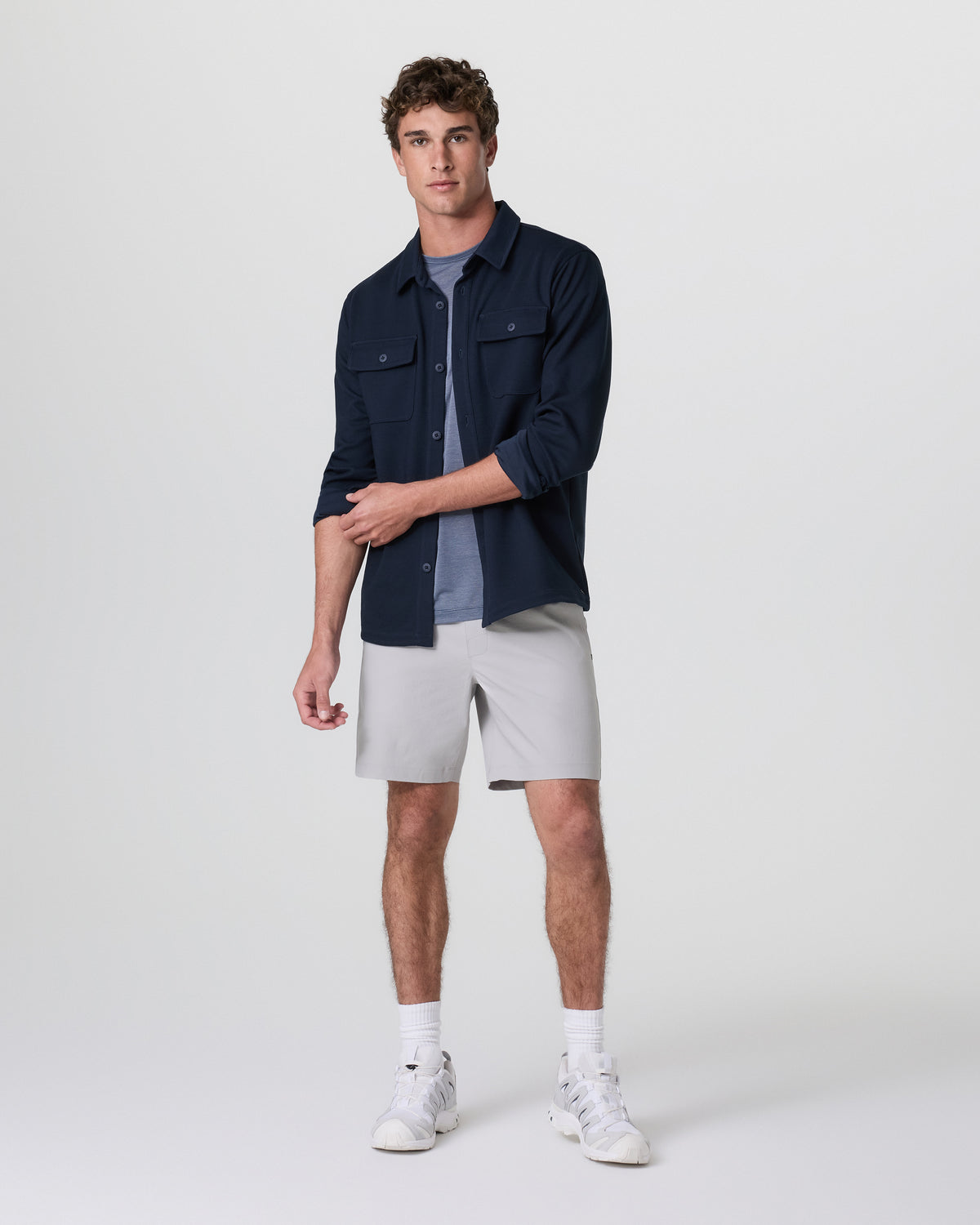Cascade Crinkle Elastic Waist Short Classic Fit 8" Fog | Vuori outlet - US 5846