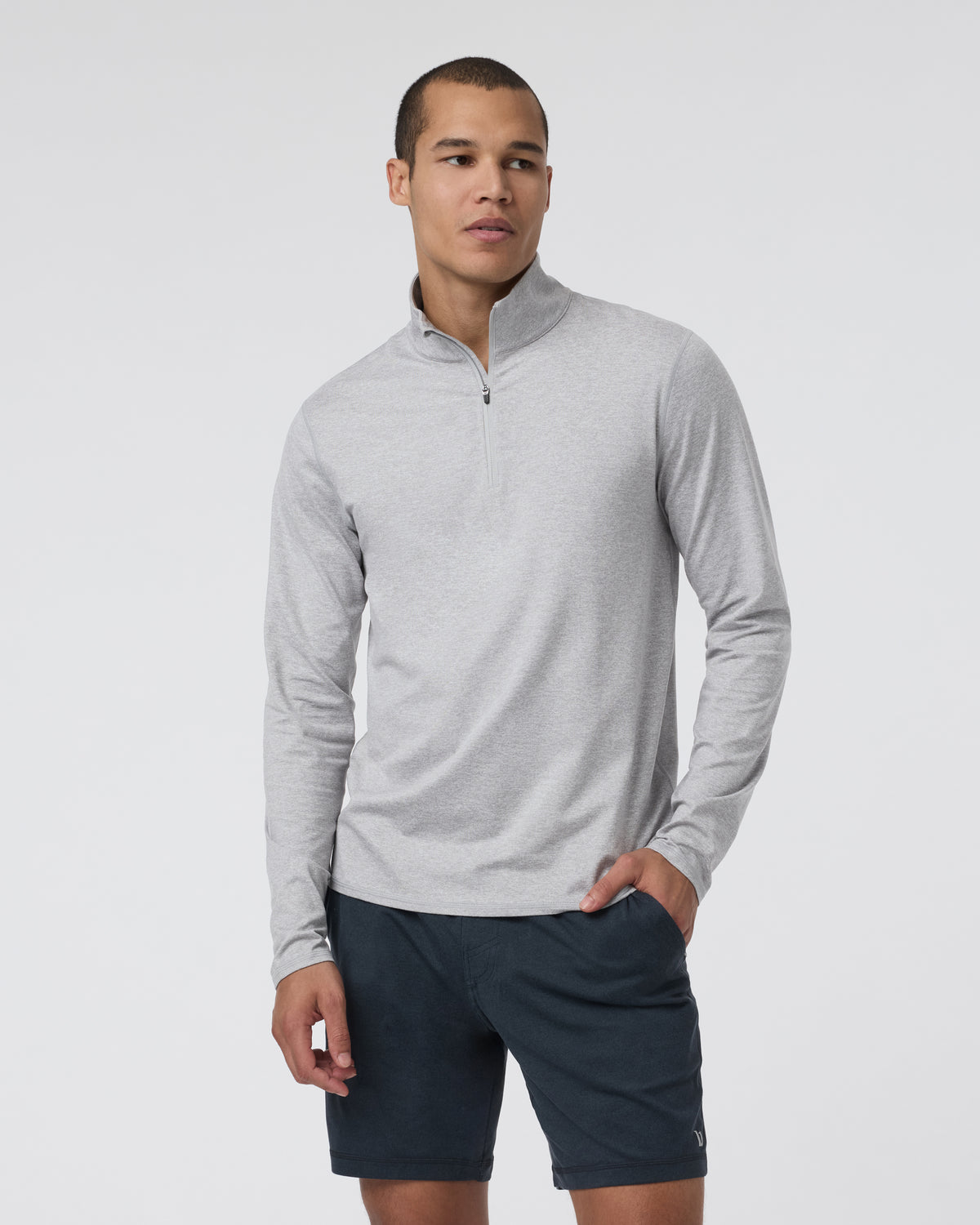 Ponto Half Zip Mock Neck Light Heather Grey | Vuori sale - US 1890