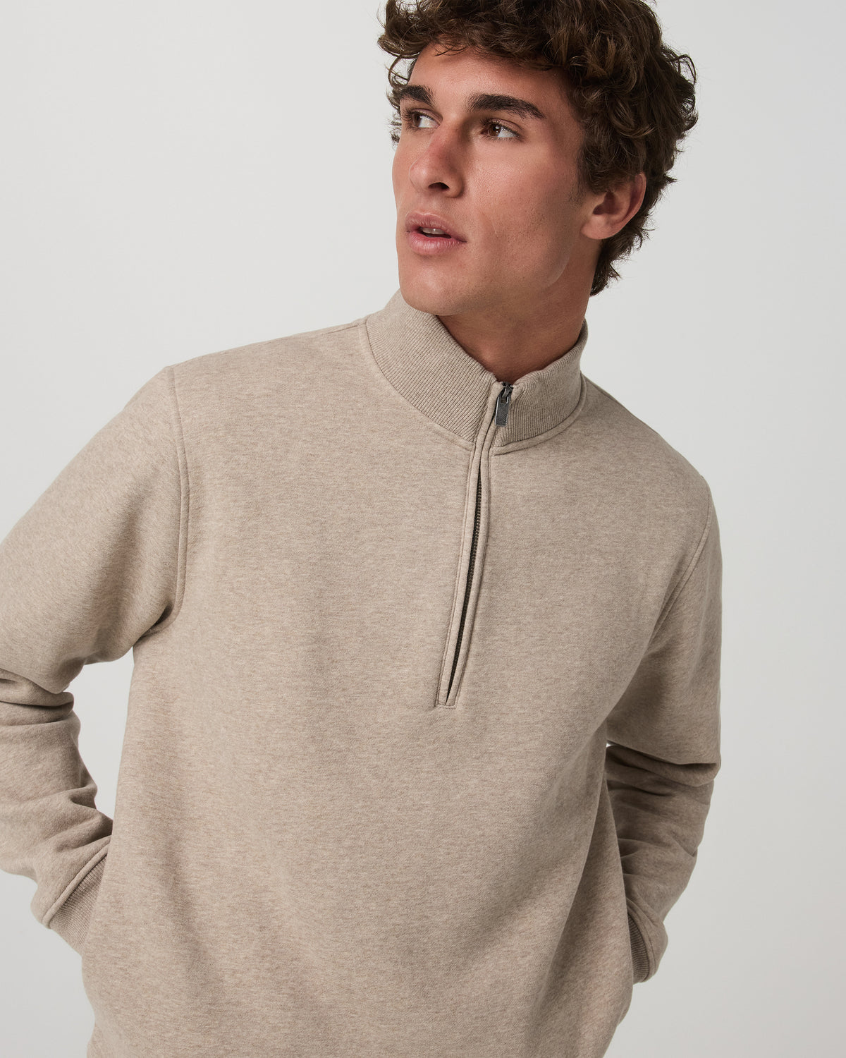 Seaside Half Zip Men's Acorn Heather Fleece Pullover | Vuori shop - US 1483