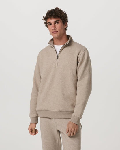 Seaside Half Zip Men's Acorn Heather Fleece Pullover | Vuori shop - US 1483