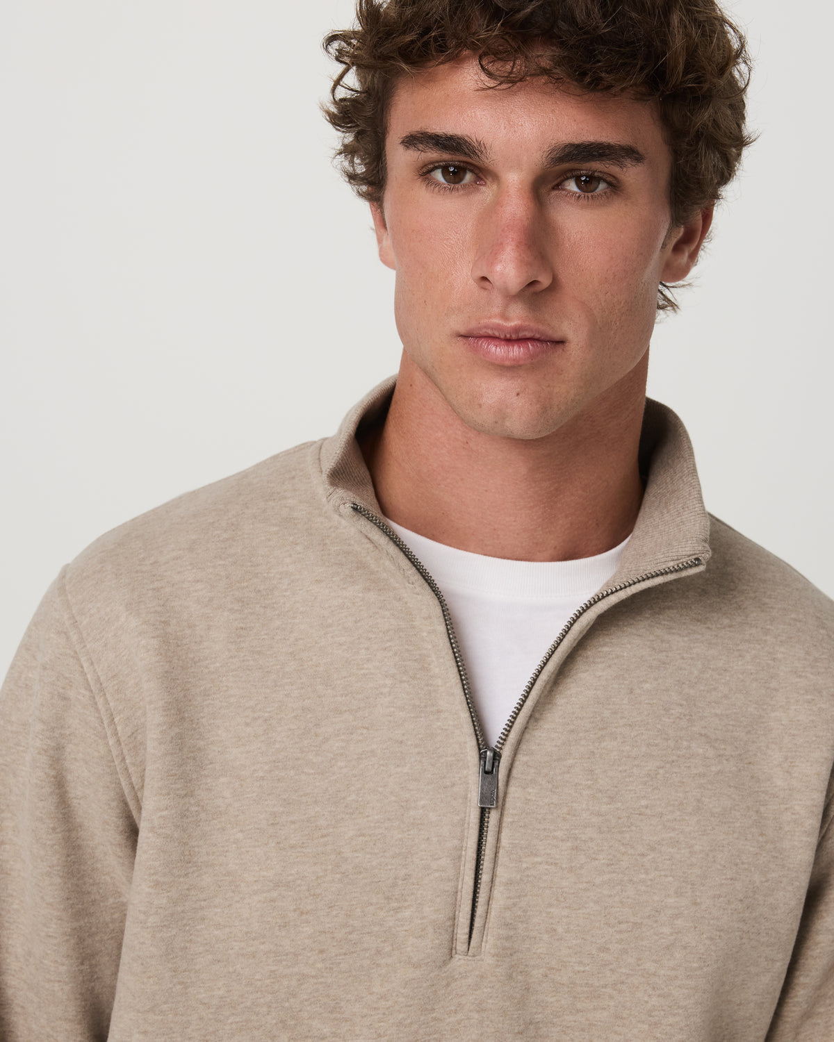 Seaside Half Zip Men's Acorn Heather Fleece Pullover | Vuori shop - US 1483