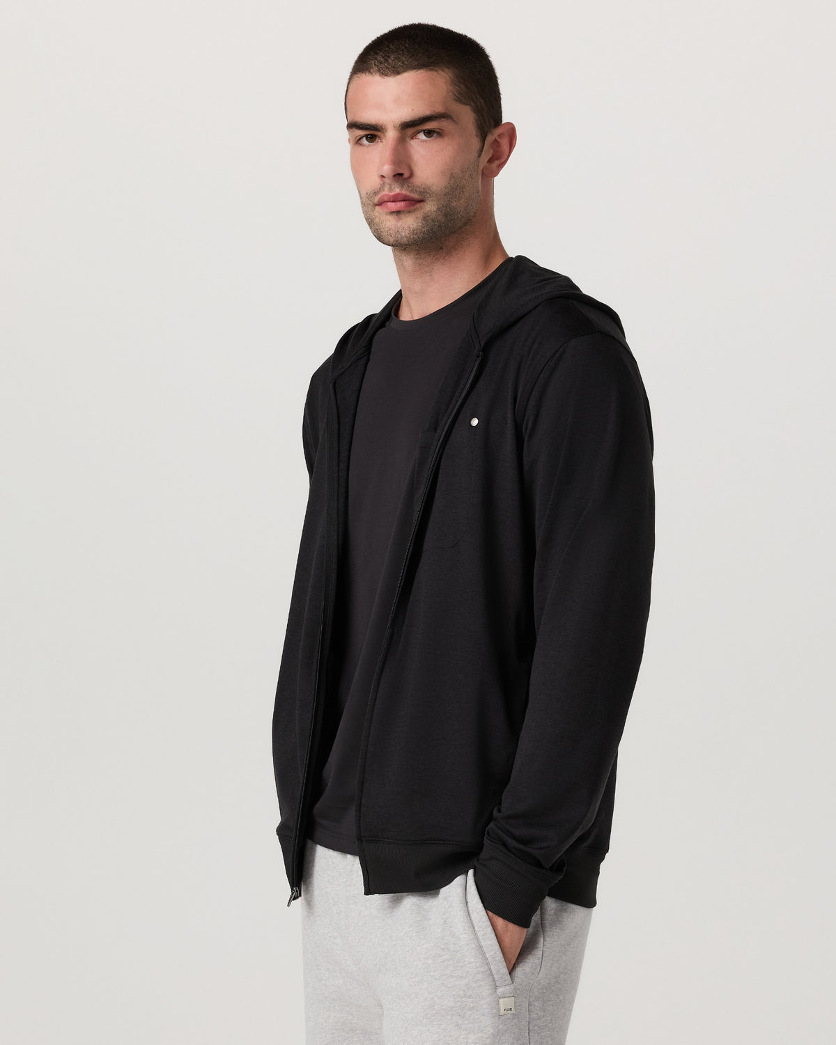 Ponto Full Zip Hoodie Men's Black Heather Hoodie | Vuori for sale - US 2916