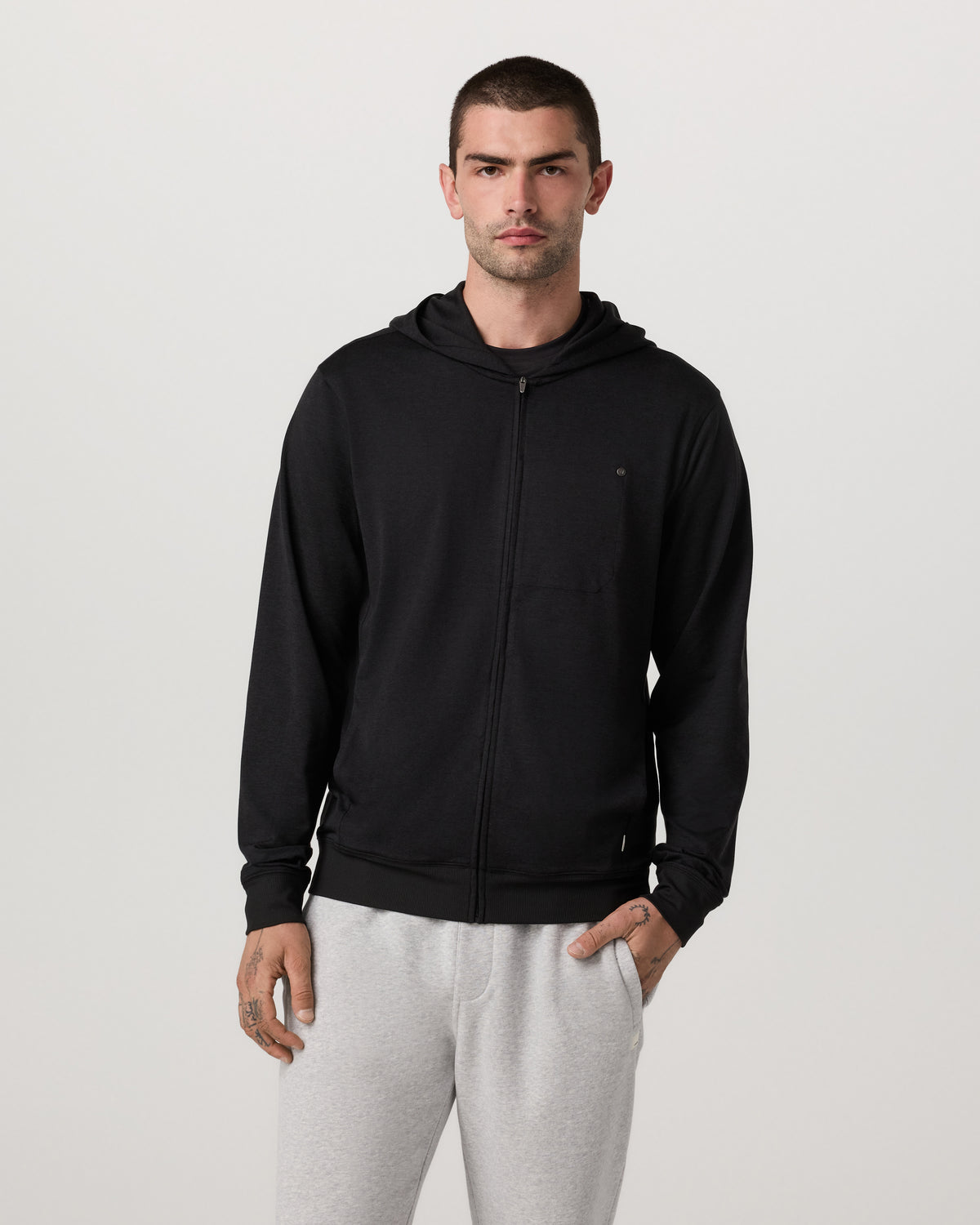 Ponto Full Zip Hoodie Men's Black Heather Hoodie | Vuori for sale - US 2916