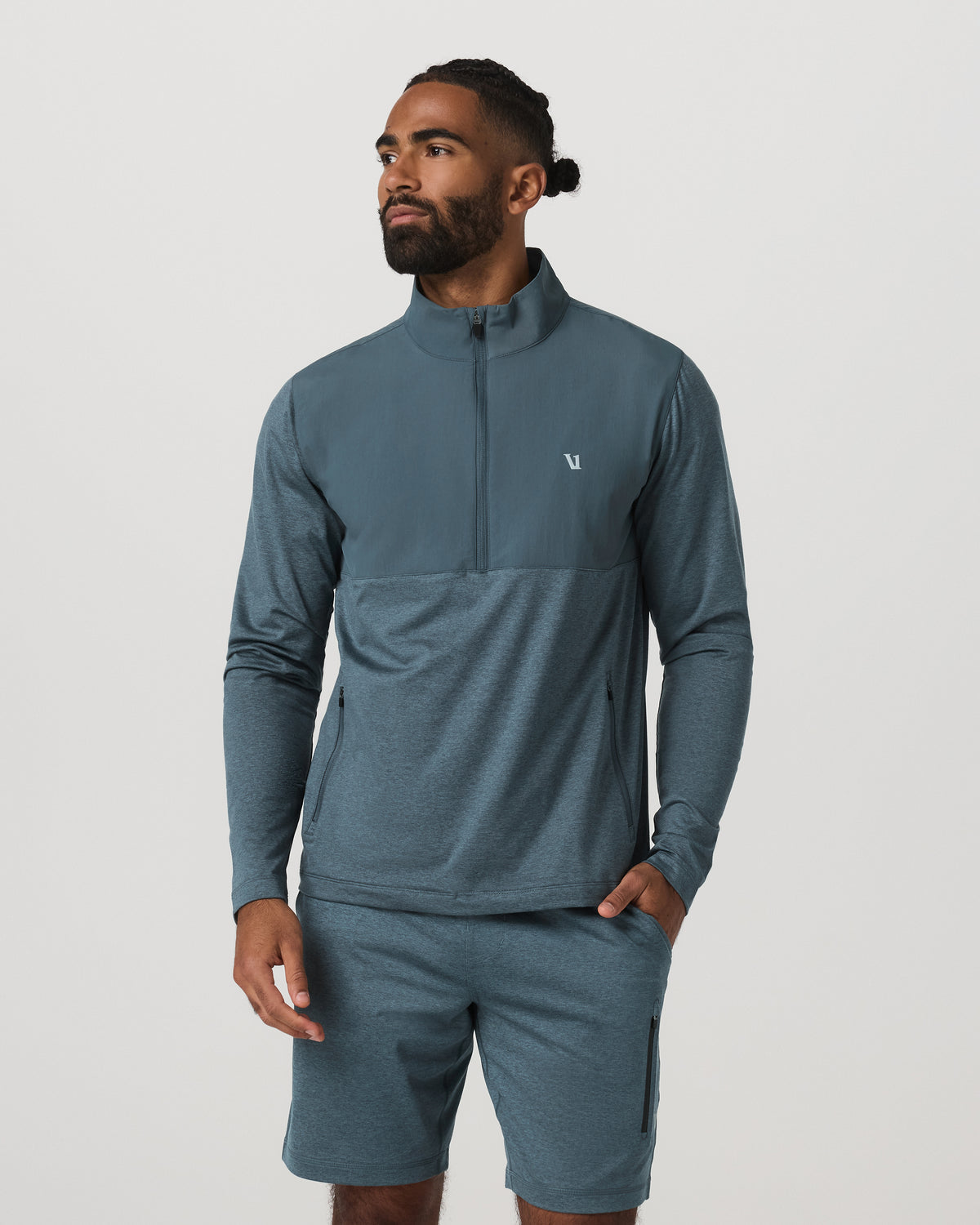 Sunday Element Half Zip Men's Blue Sea Heather Layer | Vuori for sale - US 6398