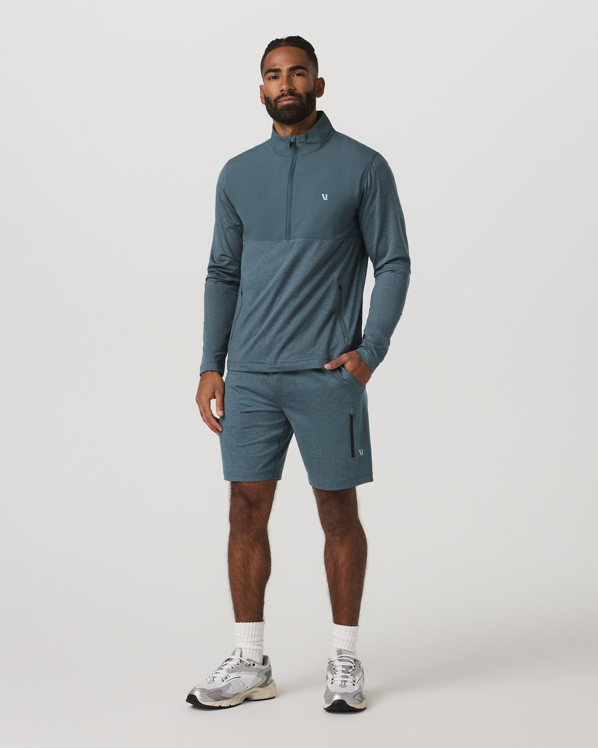 Sunday Element Half Zip Men's Blue Sea Heather Layer | Vuori for sale - US 6398