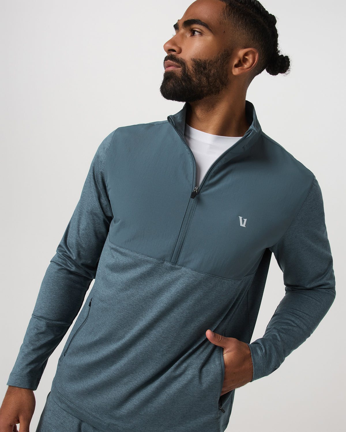 Sunday Element Half Zip Men's Blue Sea Heather Layer | Vuori for sale - US 6398