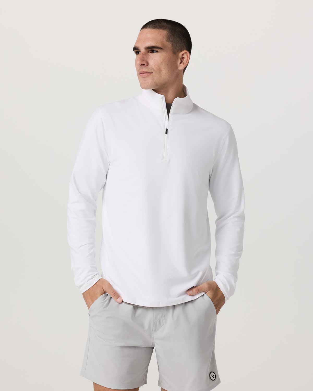 Ponto 1/2 Zip Mock Neck Men's White Mock Neck Top | Vuori online - US 1110