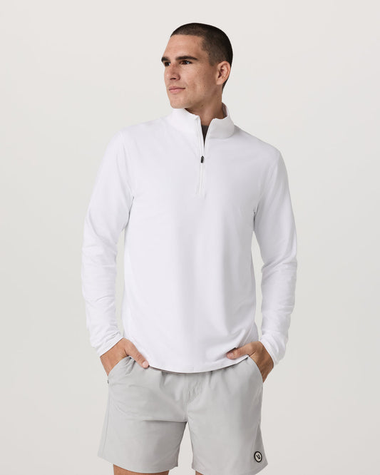 Ponto 1/2 Zip Mock Neck Men's White Mock Neck Top | Vuori online - US 1110