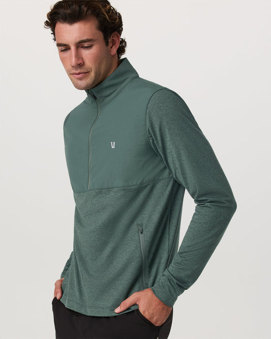 Sunday Element 1/2 Zip Agate Green Heather Pullover | Vuori for sale - US 3937