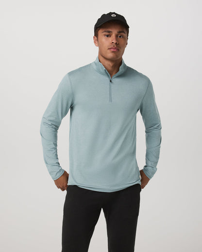 Ponto Half Zip Mock Neck Men's Misty Blue Heather Layer | Vuori discount - US 5957