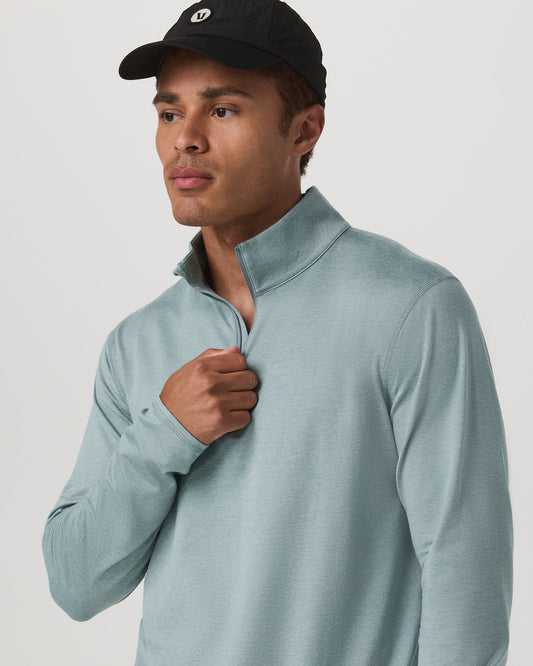 Ponto Half Zip Mock Neck Men's Misty Blue Heather Layer | Vuori discount - US 5957