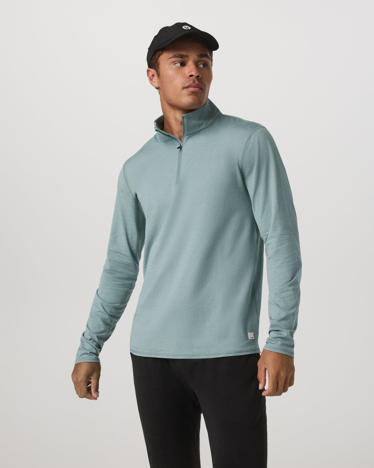 Ponto Half Zip Mock Neck Men's Misty Blue Heather Layer | Vuori discount - US 5957