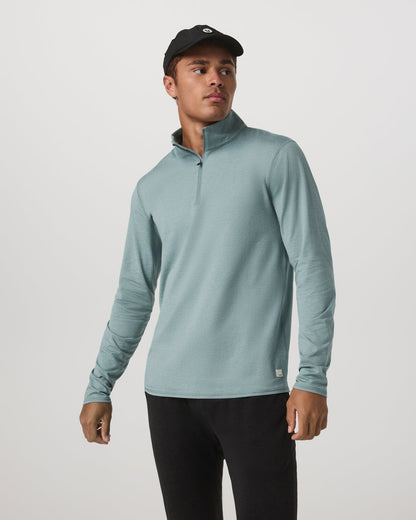 Ponto Half Zip Mock Neck Men's Misty Blue Heather Layer | Vuori discount - US 5957