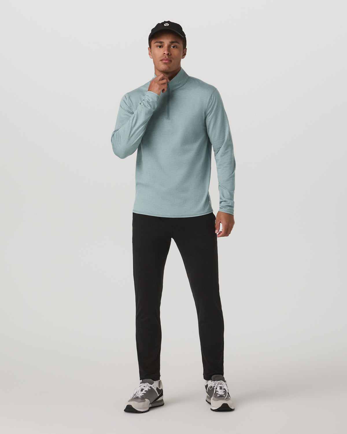 Ponto Half Zip Mock Neck Men's Misty Blue Heather Layer | Vuori discount - US 5957