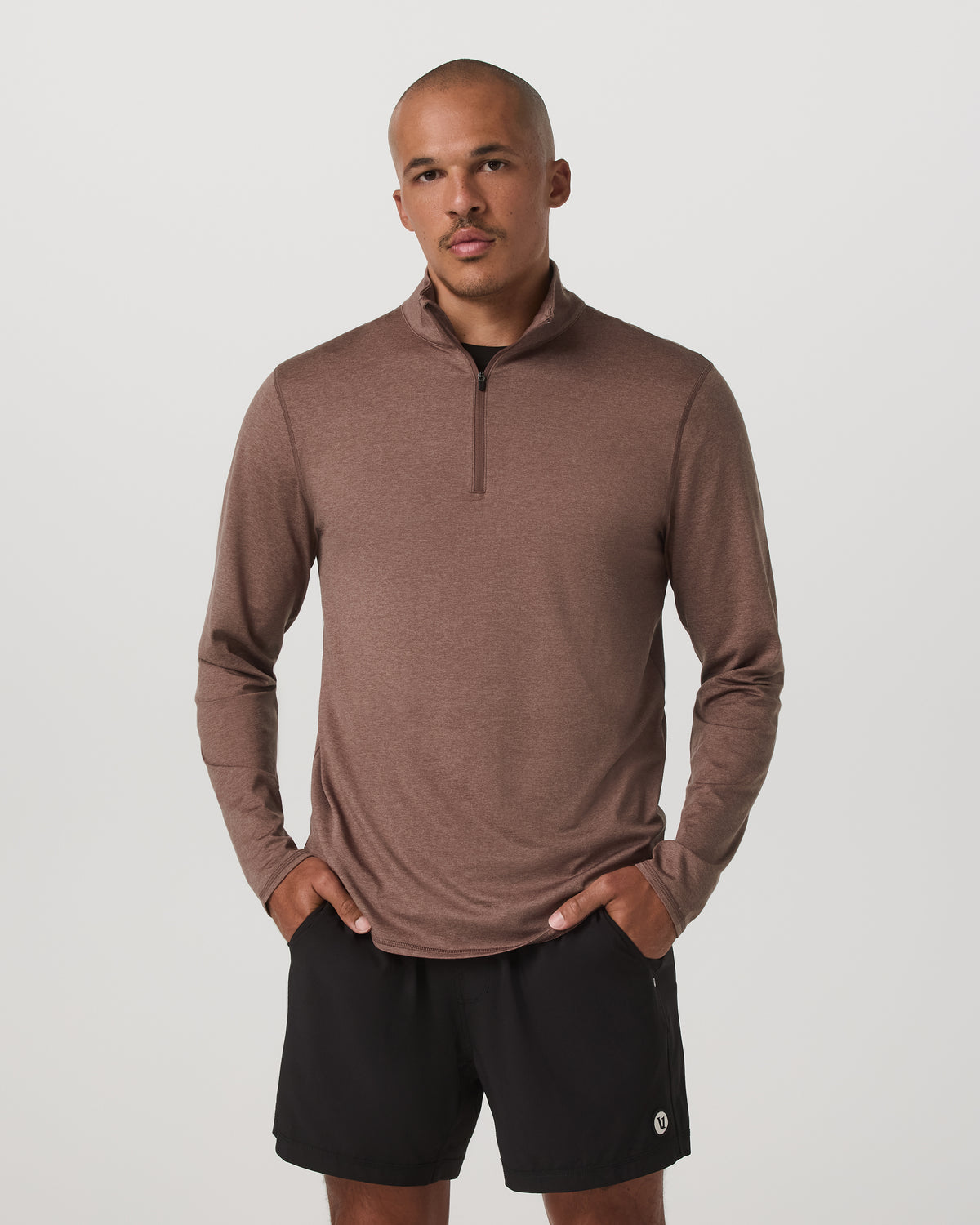 Ponto Half Zip Mock Neck Men's Sable Heather Layer | Vuori online - US 5506