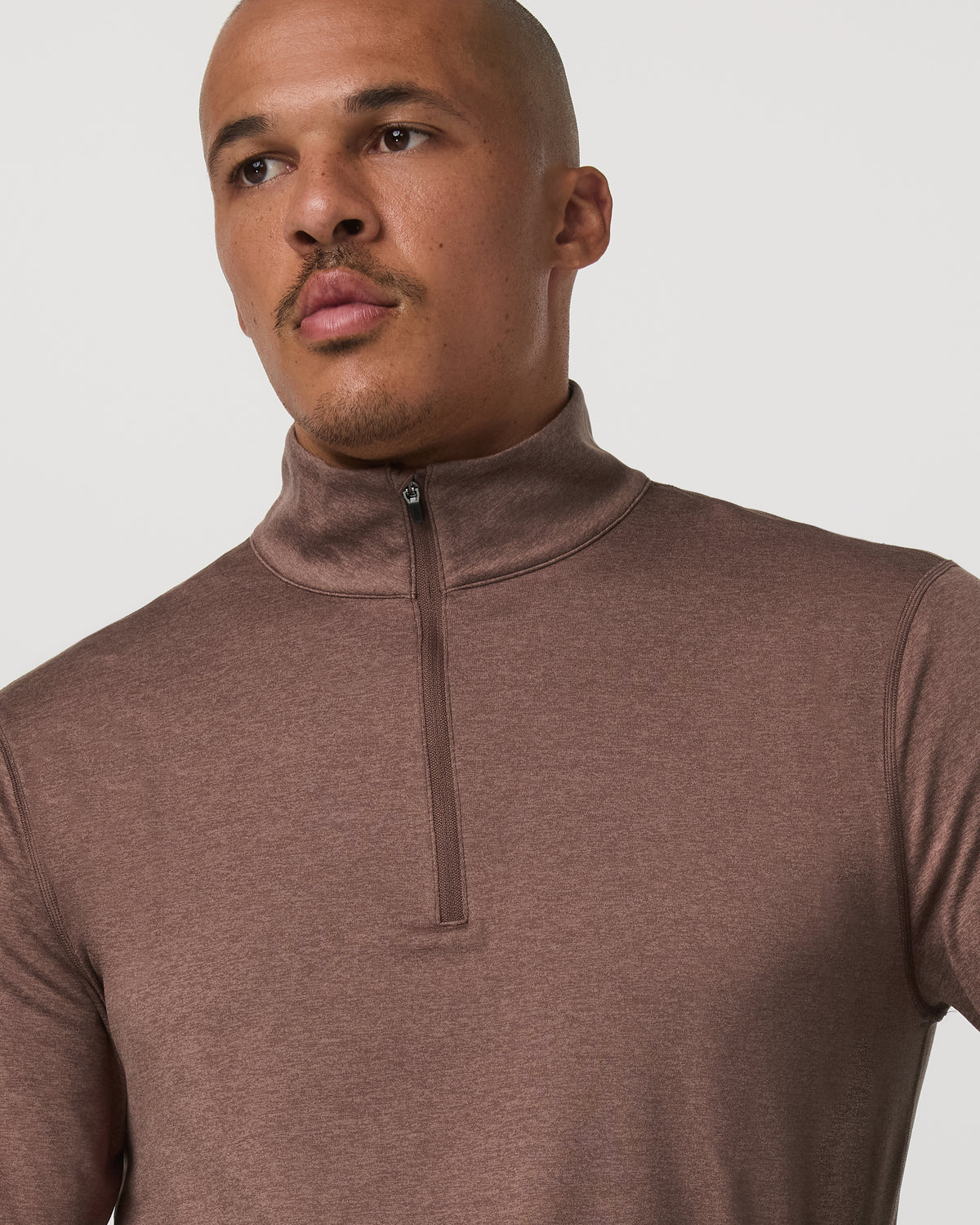 Ponto Half Zip Mock Neck Men's Sable Heather Layer | Vuori online - US 5506