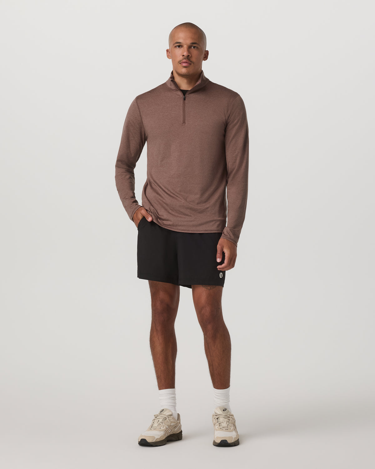 Ponto Half Zip Mock Neck Men's Sable Heather Layer | Vuori online - US 5506