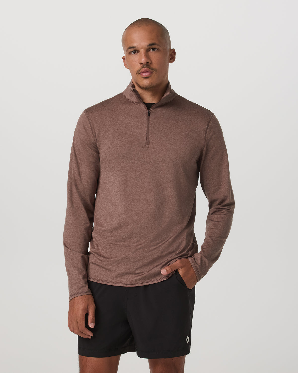 Ponto Half Zip Mock Neck Men's Sable Heather Layer | Vuori online - US 5506