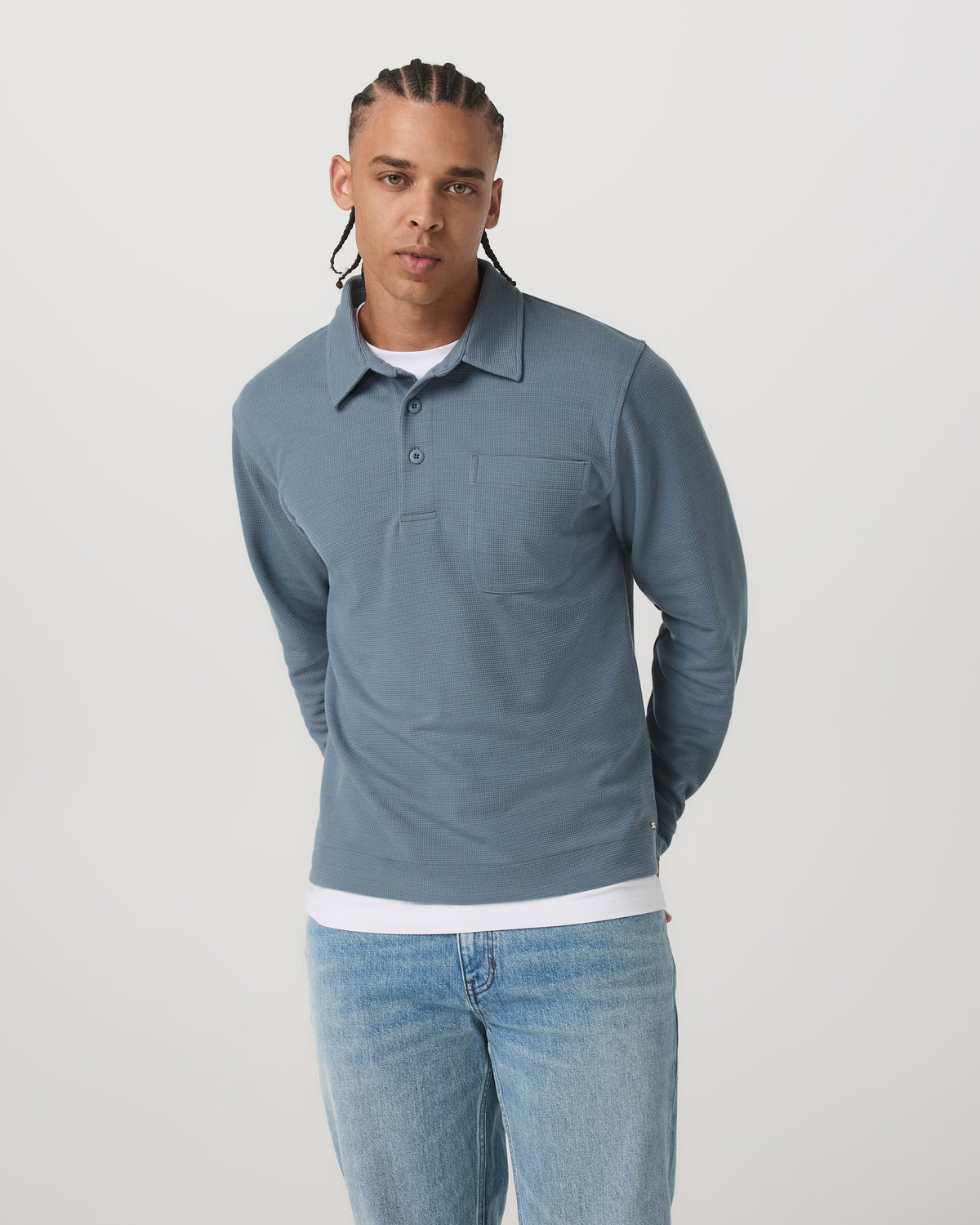 Long Sleeve Waffle Polo Men's Abyss Polo Shirt | Vuori discount - US 8979
