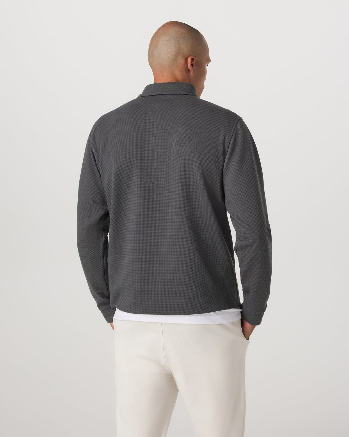 Long Sleeve Waffle Polo Men's Dark Pewter Polo Shirt | Vuori outlet - US 2504