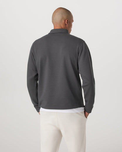 Long Sleeve Waffle Polo Men's Dark Pewter Polo Shirt | Vuori outlet - US 2504