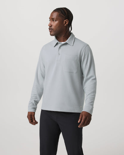 Long Sleeve Waffle Polo Men's Sea Fog Polo Shirt | Vuori for sale - US 5917