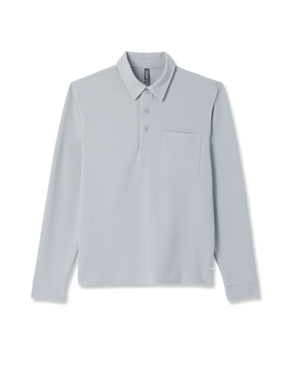 Long Sleeve Waffle Polo Men's Sea Fog Polo Shirt | Vuori for sale - US 5917