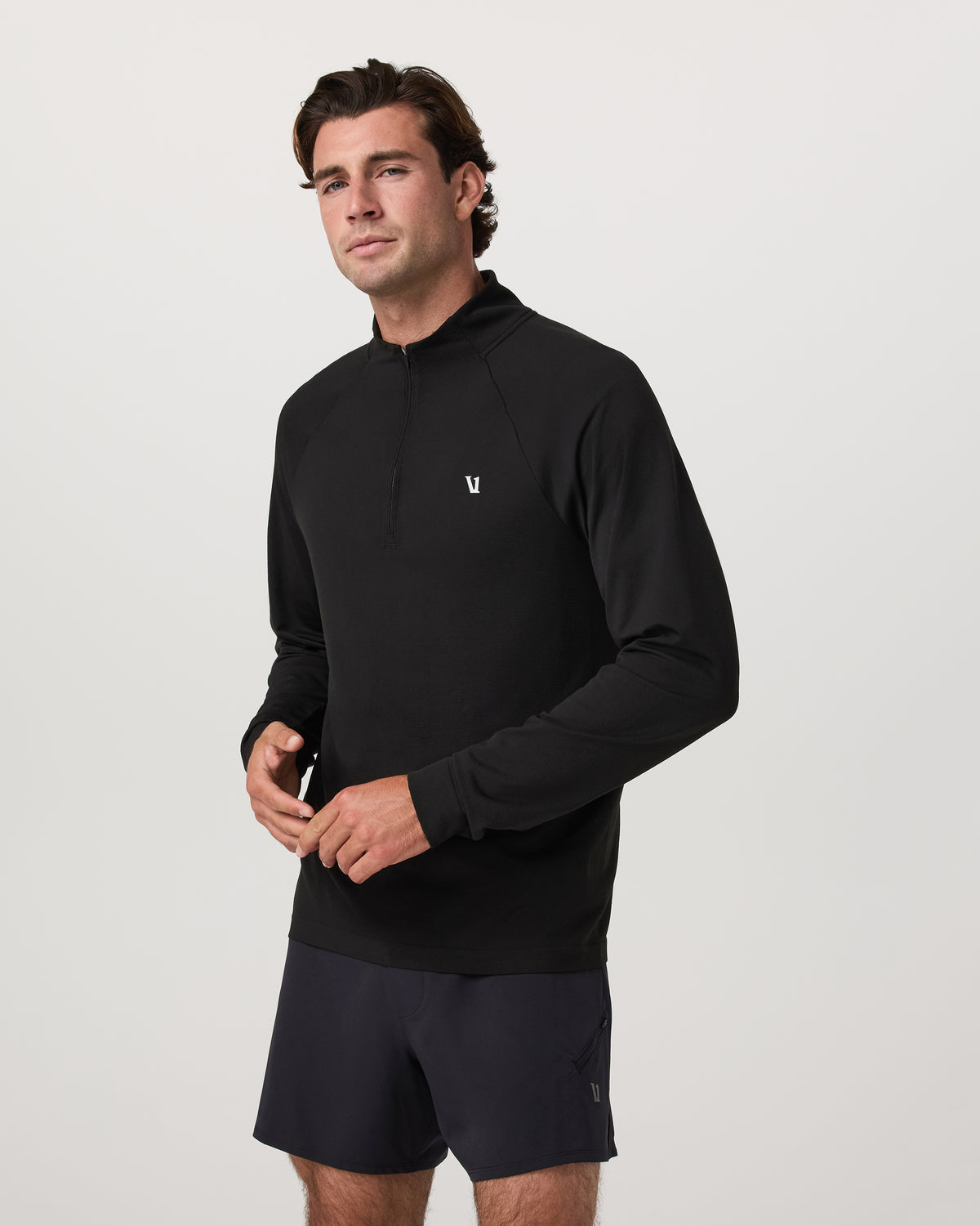 Clearview Seamless Quarter Zip Men's Black Long Sleeve | Vuori outlet - US 5371