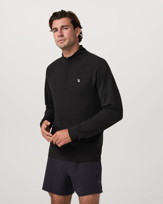 Clearview Seamless Quarter Zip Men's Black Long Sleeve | Vuori outlet - US 5371