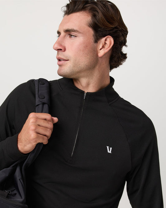 Clearview Seamless Quarter Zip Men's Black Long Sleeve | Vuori outlet - US 5371