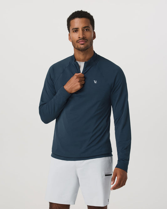 Clearview Seamless Quarter Zip Ocean Blue Long Sleeve | Vuori shop - US 8432