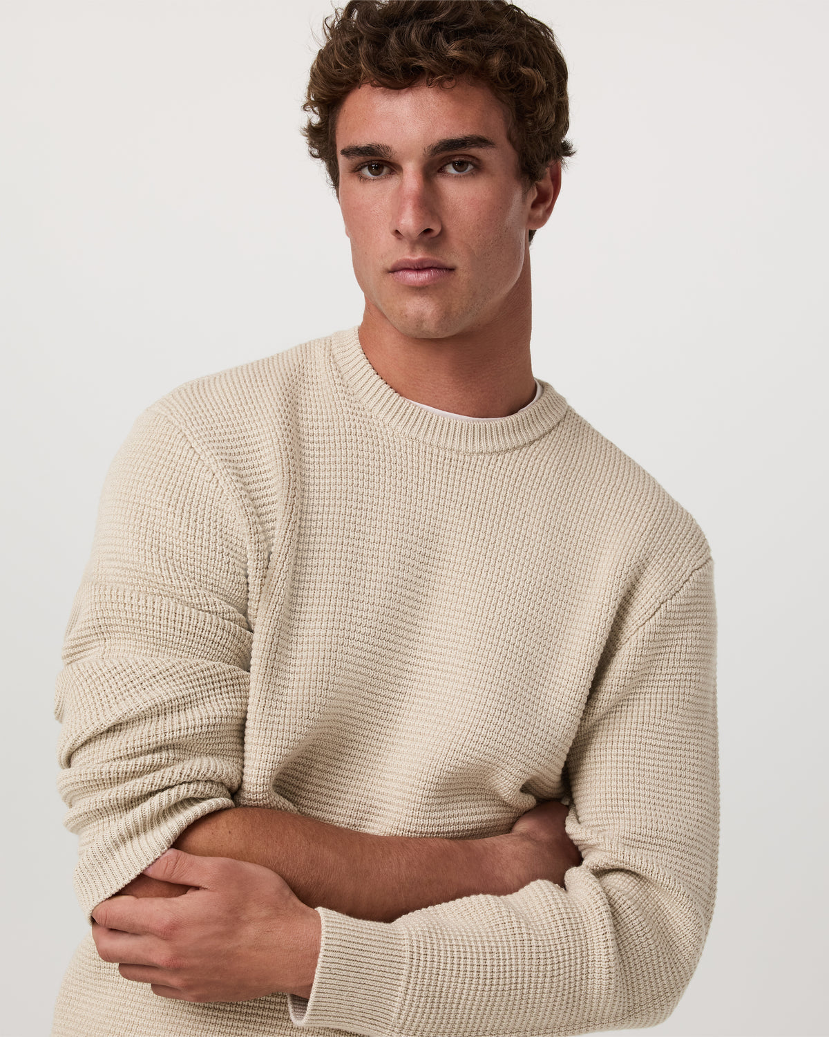 Denver Waffle Crew Sweater Men's Mushroom Wool Sweater | Vuori outlet - US 7206