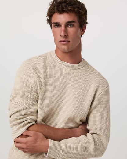 Denver Waffle Crew Sweater Men's Mushroom Wool Sweater | Vuori outlet - US 7206