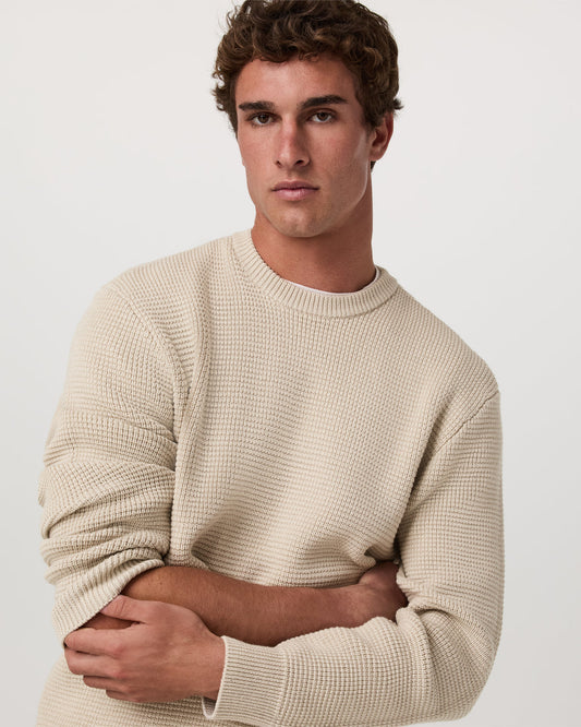 Denver Waffle Crew Sweater Men's Mushroom Wool Sweater | Vuori outlet - US 7206