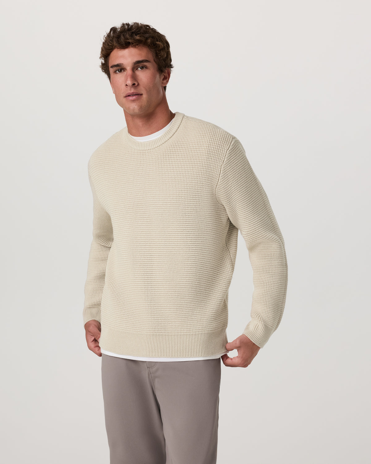 Denver Waffle Crew Sweater Men's Mushroom Wool Sweater | Vuori outlet - US 7206