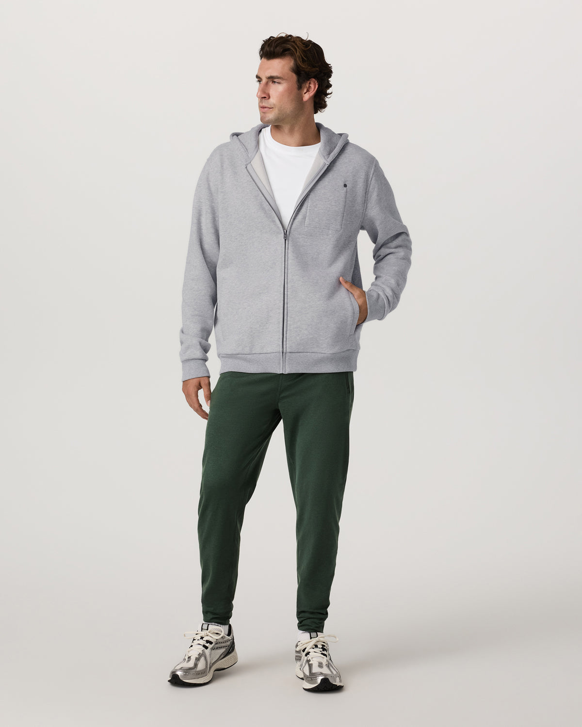 Seaside Full Zip 2.0 Men's Light Heather Grey Hoodie | Vuori for sale - US 4119