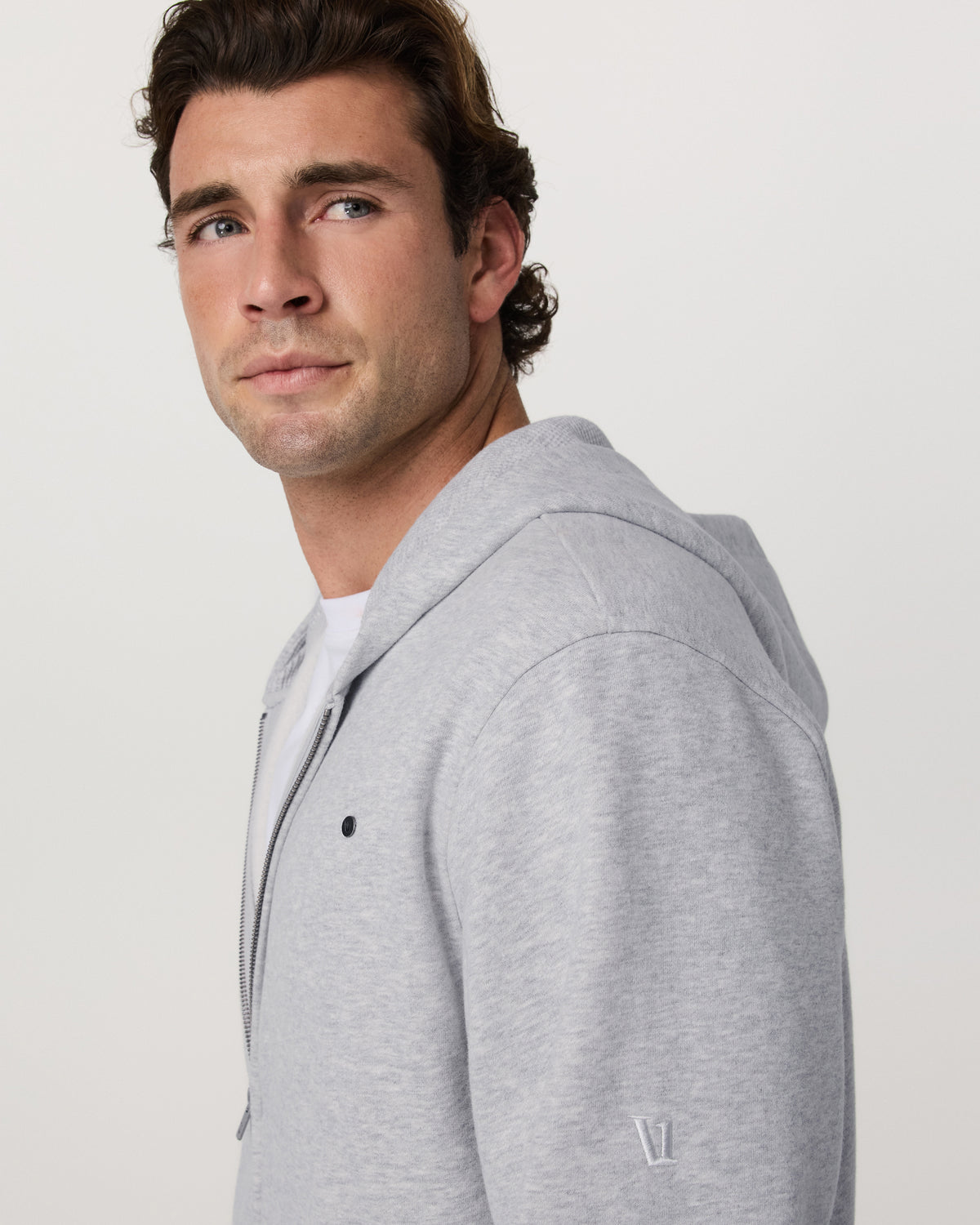 Seaside Full Zip 2.0 Men's Light Heather Grey Hoodie | Vuori for sale - US 4119