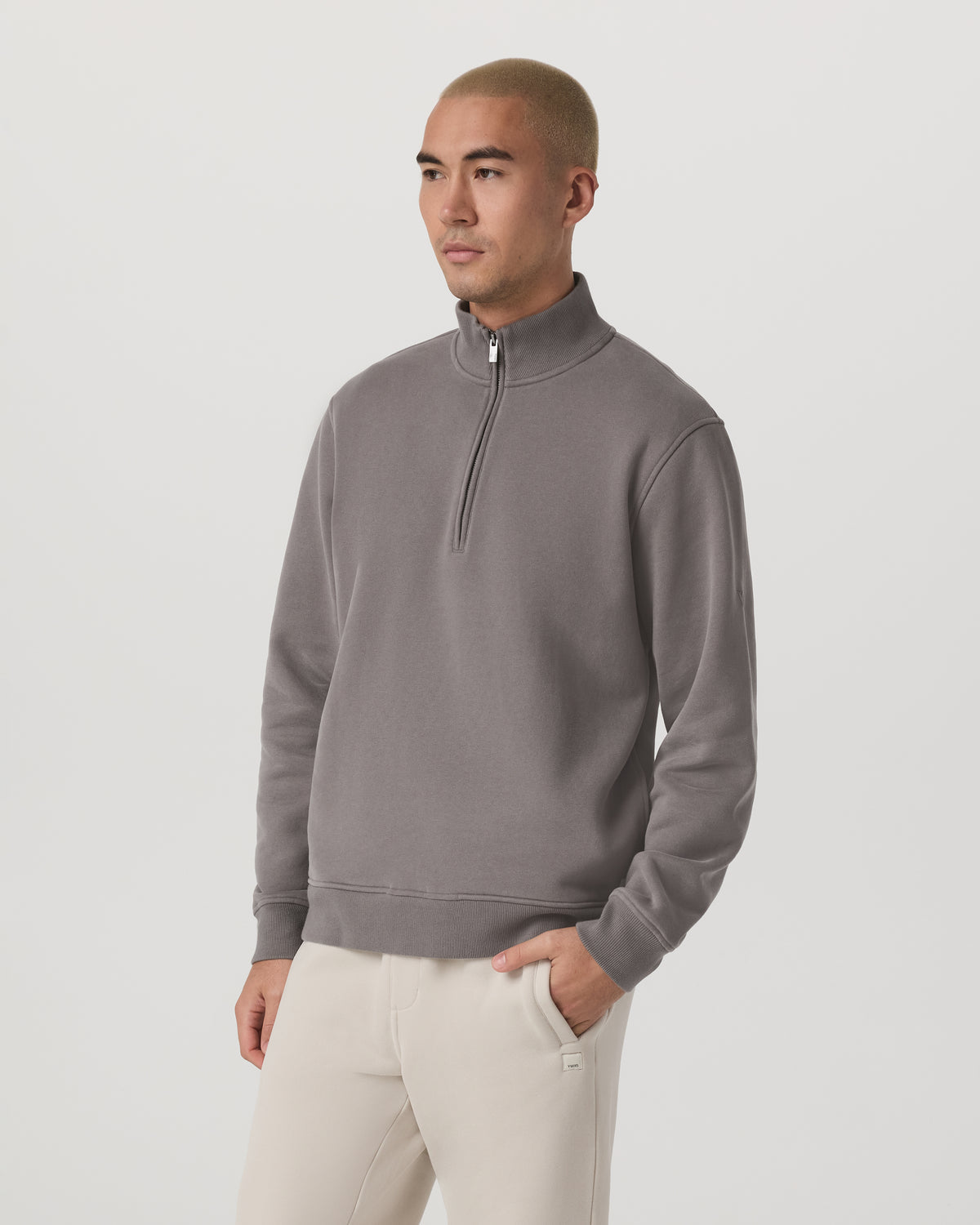 Seaside 1/2 Zip Classic Men's Cavern Grey Pullover | Vuori discount - US 9657