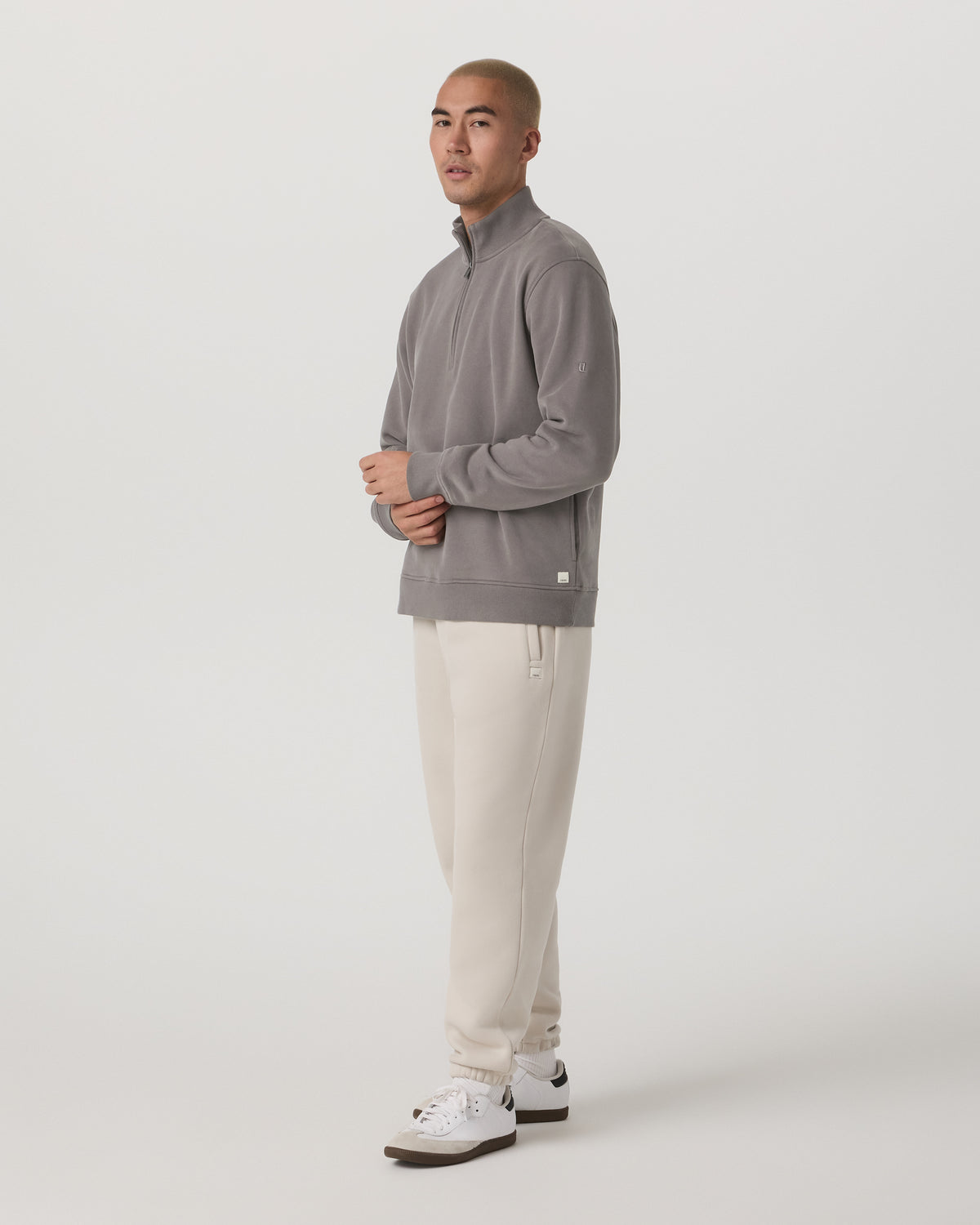 Seaside 1/2 Zip Classic Men's Cavern Grey Pullover | Vuori discount - US 9657