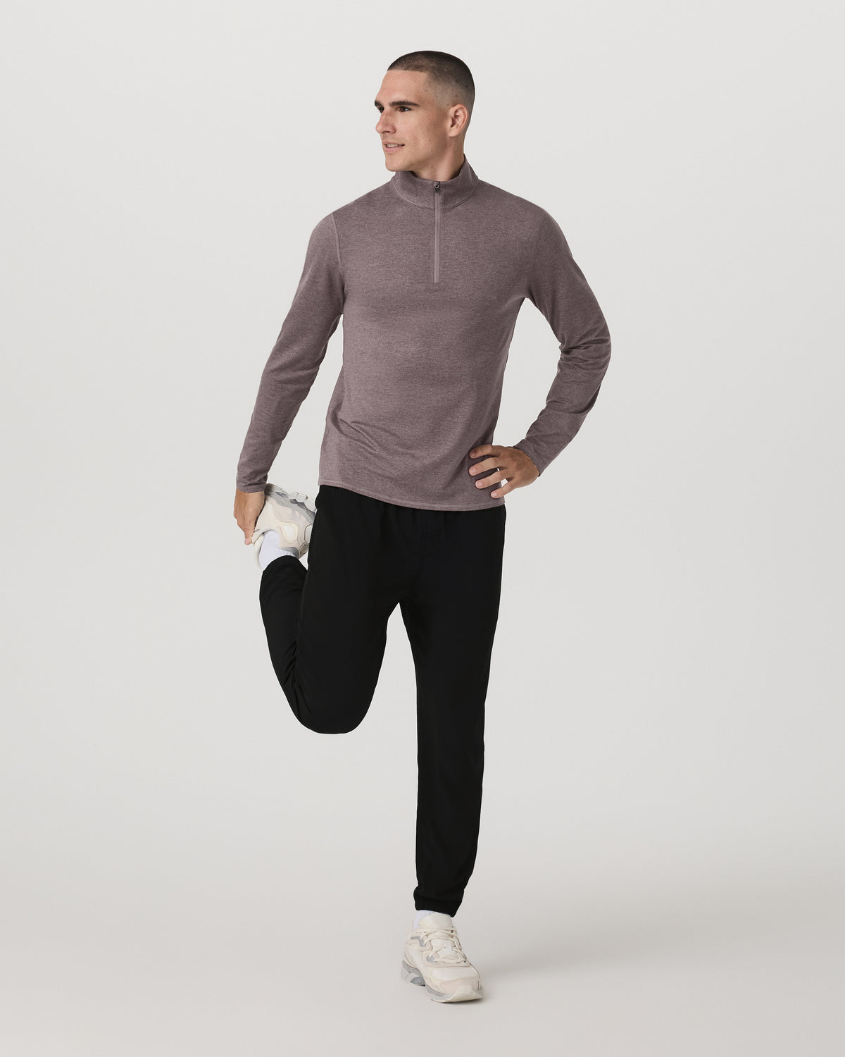 Ponto 1/2 Zip Mock Neck Men's Huckleberry Heather Top | Vuori discount - US 4699