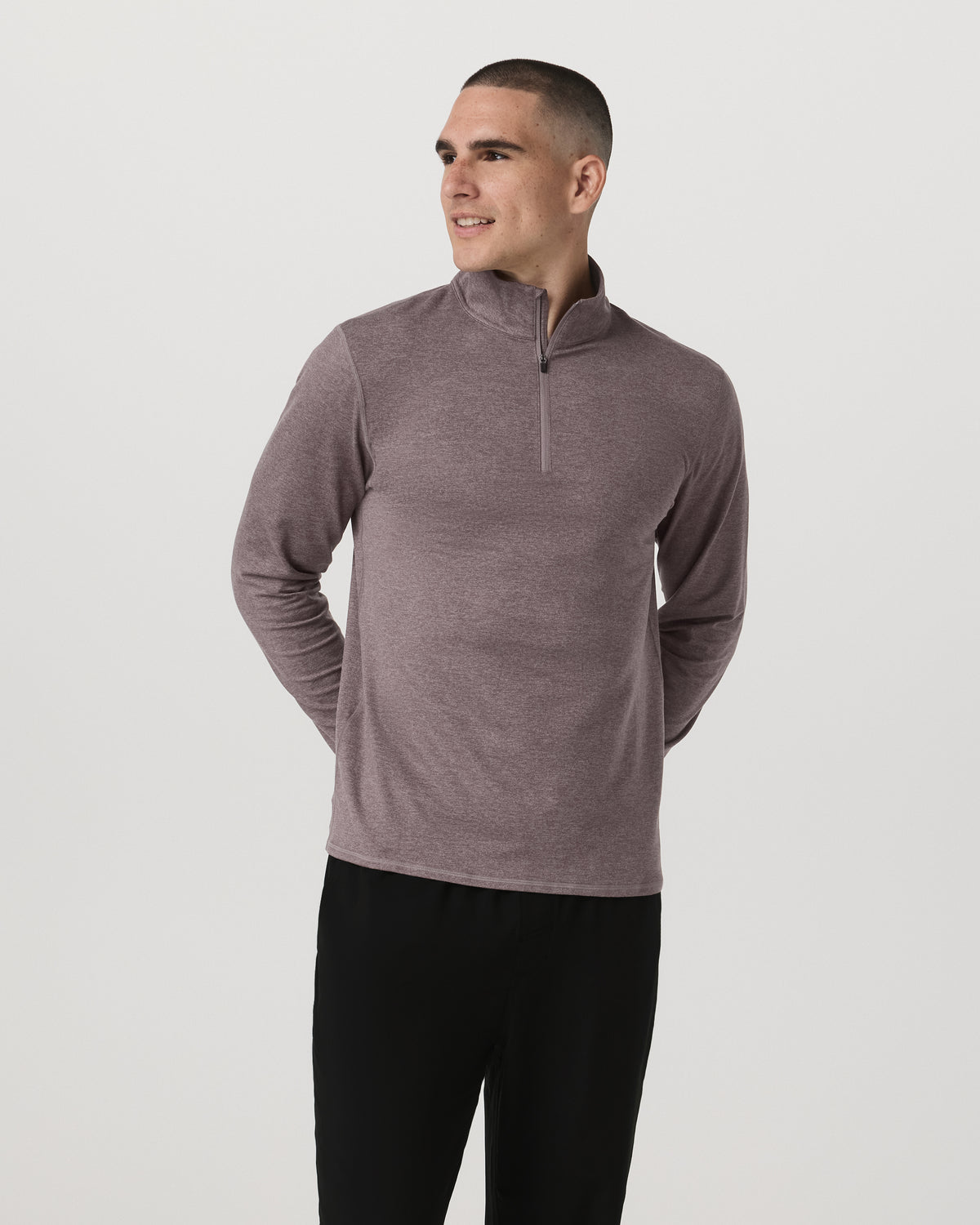 Ponto 1/2 Zip Mock Neck Men's Huckleberry Heather Top | Vuori discount - US 4699