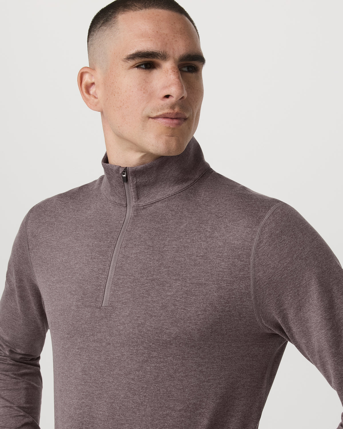 Ponto 1/2 Zip Mock Neck Men's Huckleberry Heather Top | Vuori discount - US 4699