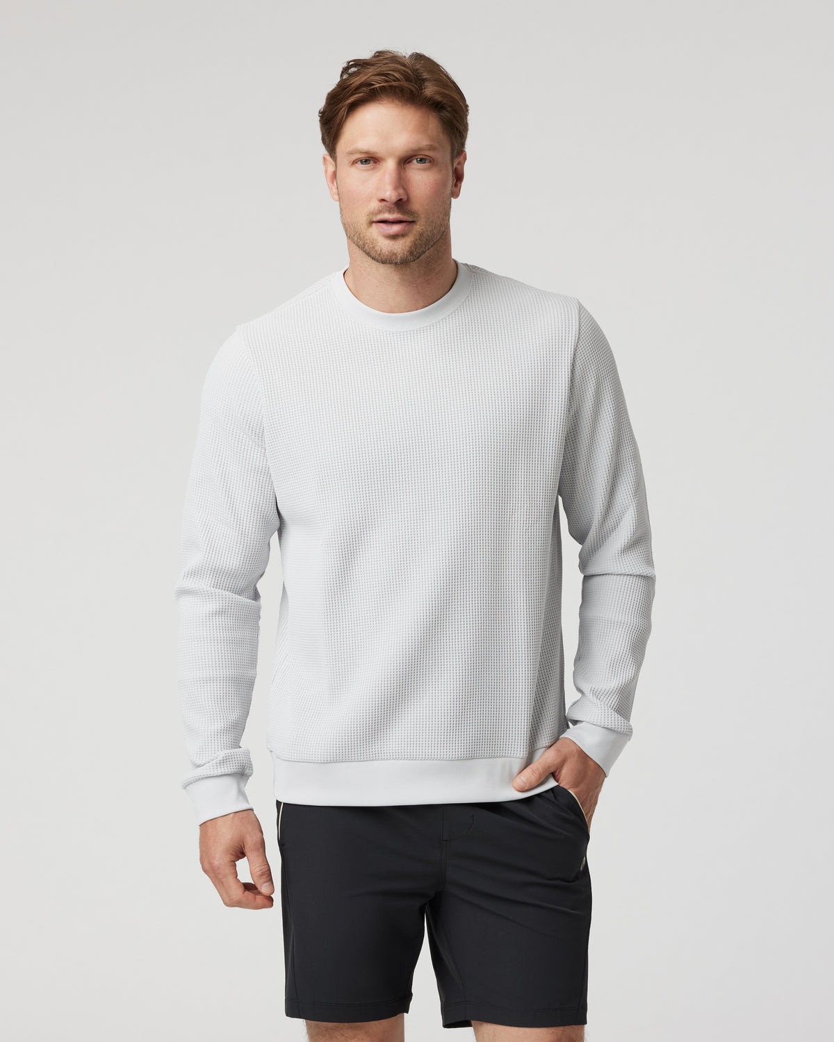 Jamestown Crew Men's Frost Grey Waffle Crewneck | Vuori sale - US 8462