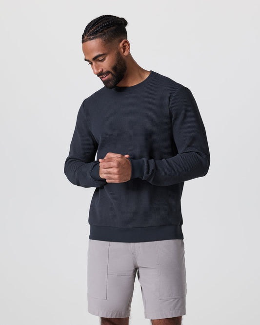 Jamestown Crew Men's Navy Waffle Crewneck | Vuori discount - US 9187