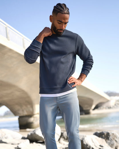 Jamestown Crew Men's Navy Waffle Crewneck | Vuori discount - US 9187